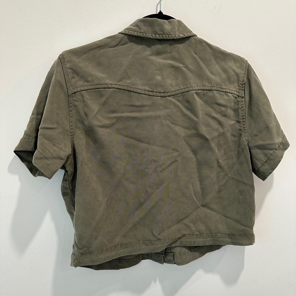 Hudson western cropped snap front shirt Olive Green Cropped size M - Picture 7 of 11